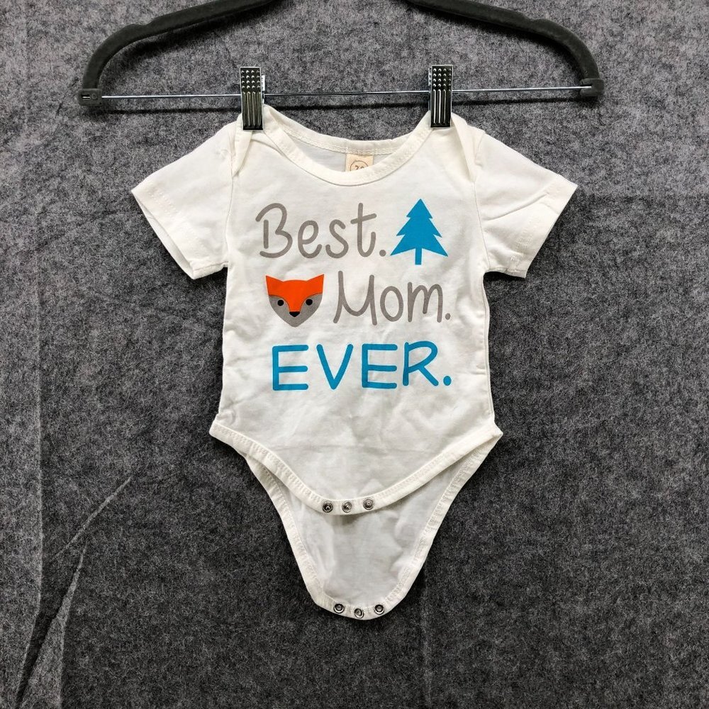 NWT Baby 6-9M Best Mom Ever Fox Woods Themed One Piece Short Sleeve Camping